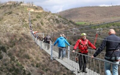 Europe’s highest pedestrian suspension bridge opens in Italy