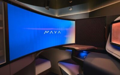 Inflight IMAX: this business class seat has a 45” curved video screen